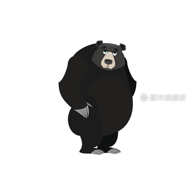 Emoji Baribal悲伤。美国黑熊悲叹情绪孤立